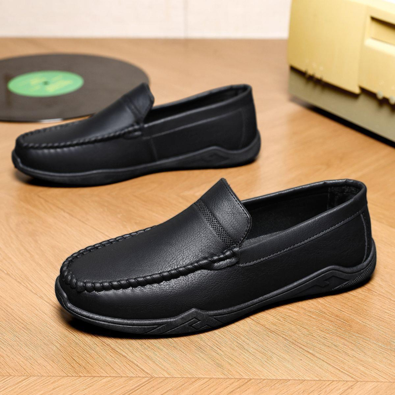 Mocasini loafers negri pentru bărbați, piele, 2025 nou stil, a 2-a generație