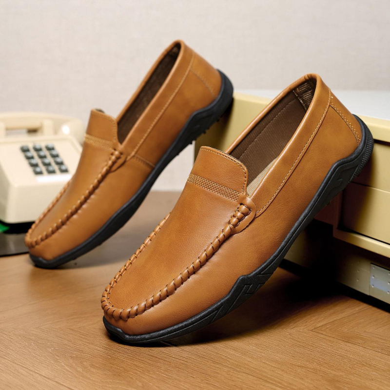 Mocasini loafers negri pentru bărbați, piele, 2025 nou stil, a 2-a generație