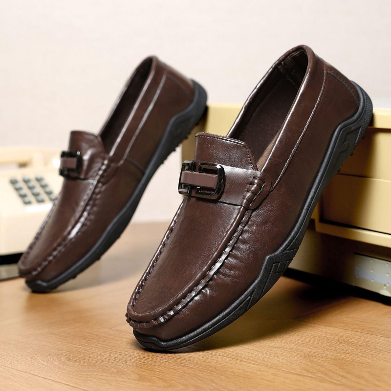 Mocasini loafers negri pentru bărbați, piele, 2025 nou stil, a 2-a generație