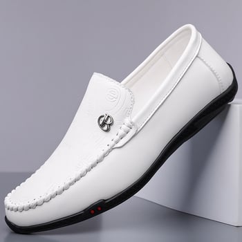 Pantofi casual din piele pentru bărbați, slip-on pentru condus, talpă moale, 2025 primăvară-vară (model 2368)