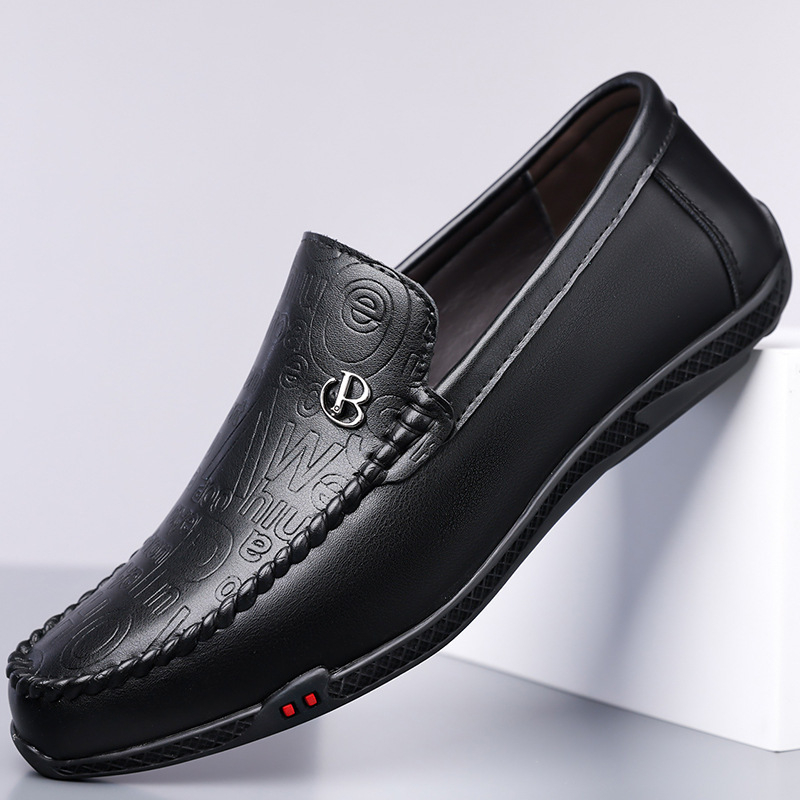Pantofi casual din piele pentru bărbați, slip-on pentru condus, talpă moale, 2025 primăvară-vară (model 2368)