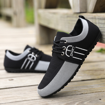Pantofi sport pentru bărbați, din pânză respirabilă, partea superioară din materiale multiple, șireturi, casual