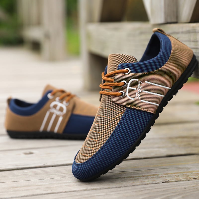 Pantofi sport pentru bărbați, din pânză respirabilă, partea superioară din materiale multiple, șireturi, casual