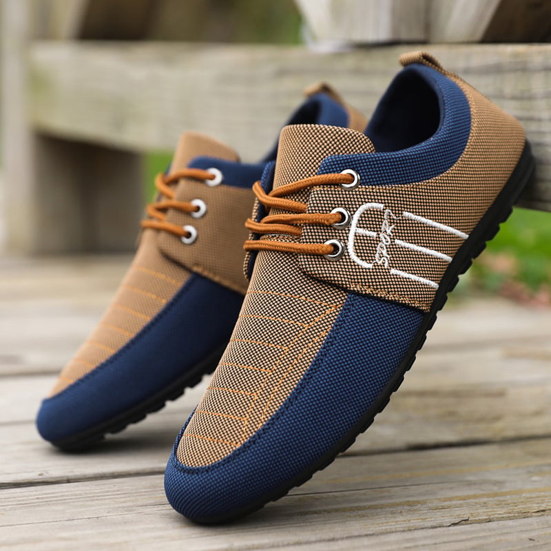 Pantofi sport pentru bărbați, din pânză respirabilă, partea superioară din materiale multiple, șireturi, casual