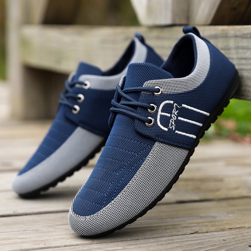 Pantofi sport pentru bărbați, din pânză respirabilă, partea superioară din materiale multiple, șireturi, casual