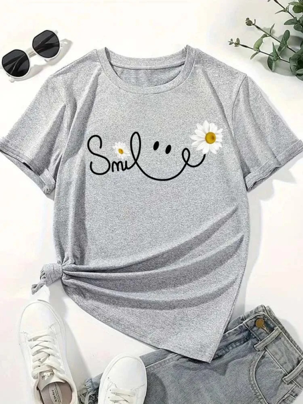 Μπλούζα με εκτύπωση Beautiful Daisy Smile Letter, Harajuku μόδα