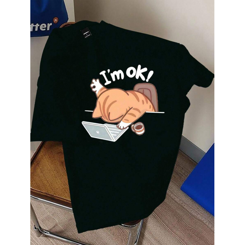 Αντρικό T-shirt από βαμβάκι με vintage στυλ, 230 g, ευρωπαϊκό μέγεθος, χαλαρή εφαρμογή, στρογγυλή λαιμόκοψη, κοντό μανίκι, εκτύπωση Color World