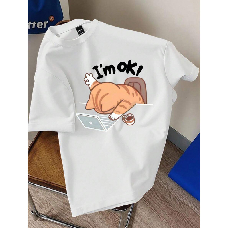 Αντρικό T-shirt από βαμβάκι με vintage στυλ, 230 g, ευρωπαϊκό μέγεθος, χαλαρή εφαρμογή, στρογγυλή λαιμόκοψη, κοντό μανίκι, εκτύπωση Color World