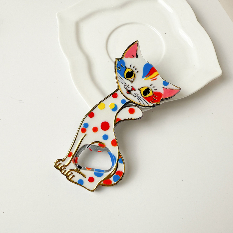 Retro în relief, drăguț, cu imprimare în folie, motivație pisicuță seducătoare, magnet de frigider cu două funcții și deschizător de sticle, mare, personalizat.