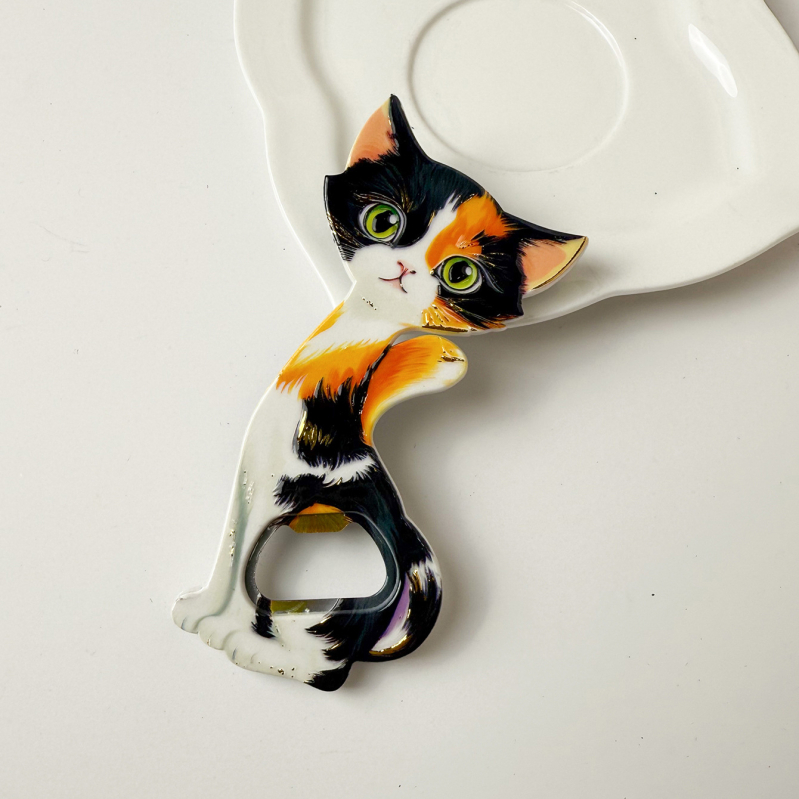 Retro în relief, drăguț, cu imprimare în folie, motivație pisicuță seducătoare, magnet de frigider cu două funcții și deschizător de sticle, mare, personalizat.