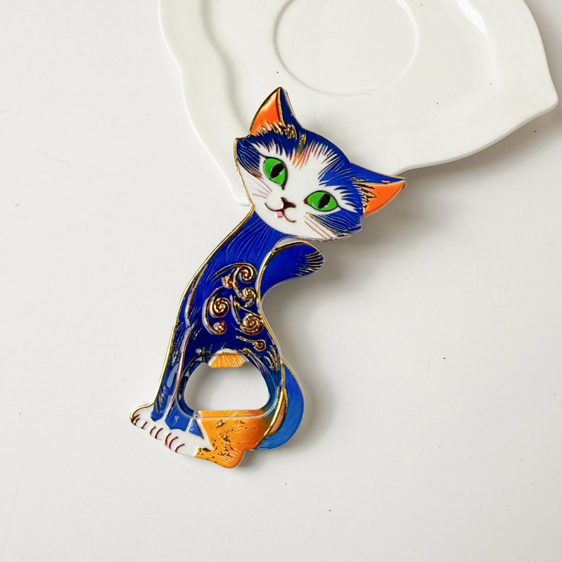 Retro în relief, drăguț, cu imprimare în folie, motivație pisicuță seducătoare, magnet de frigider cu două funcții și deschizător de sticle, mare, personalizat.