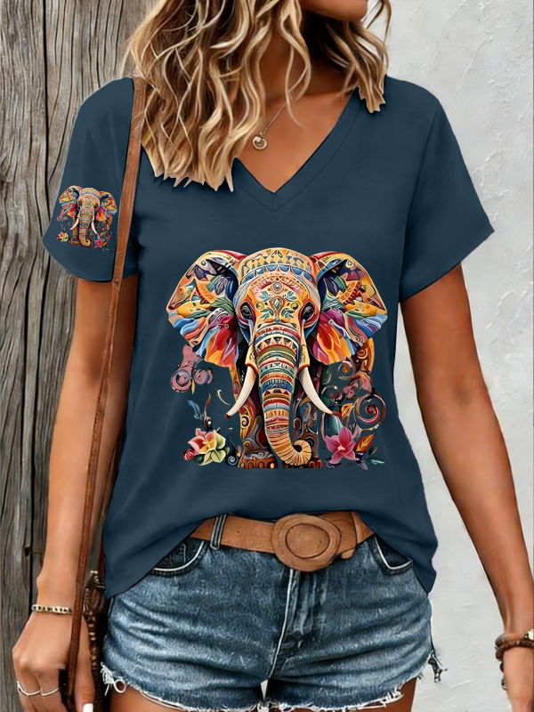 2026 T-shirt με 3D ψηφιακή εκτύπωση, κοντό μανίκι, V-λαιμό, Plus Size, Ευρωπαϊκό-Αμερικανική γραμμή