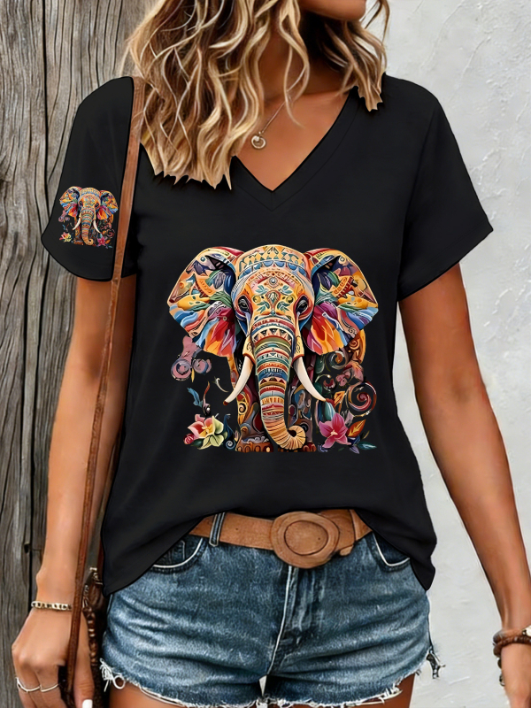 2026 T-shirt με 3D ψηφιακή εκτύπωση, κοντό μανίκι, V-λαιμό, Plus Size, Ευρωπαϊκό-Αμερικανική γραμμή