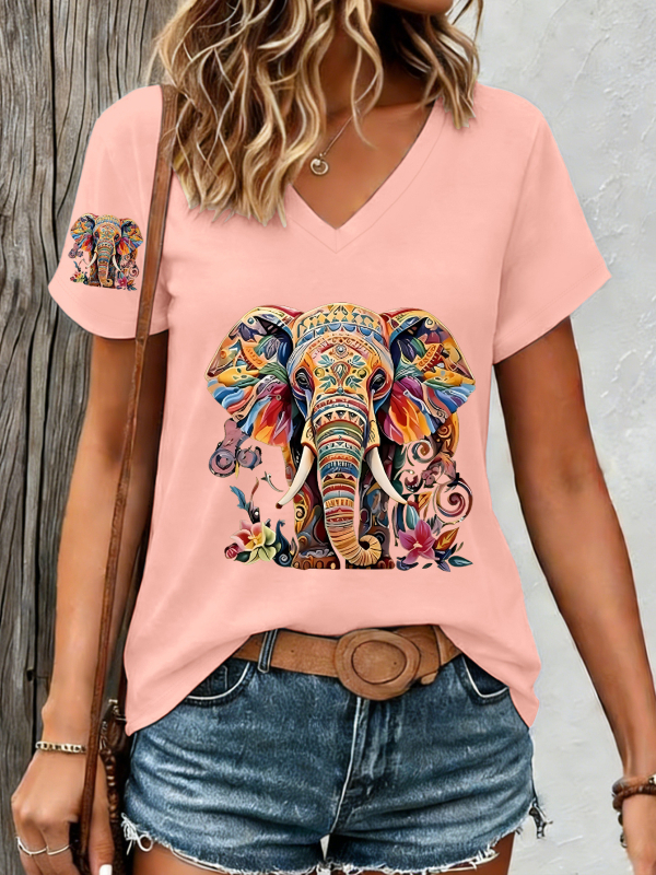 2026 T-shirt με 3D ψηφιακή εκτύπωση, κοντό μανίκι, V-λαιμό, Plus Size, Ευρωπαϊκό-Αμερικανική γραμμή