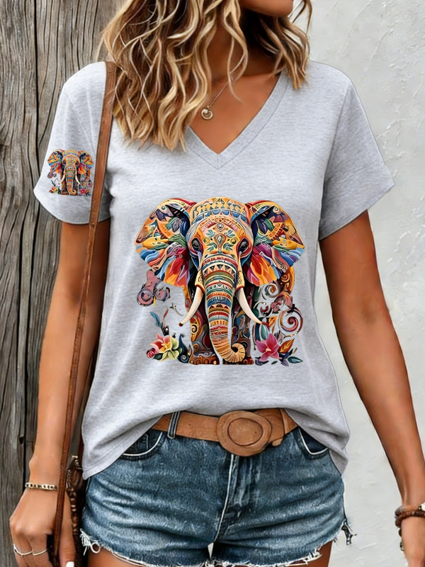 2026 T-shirt με 3D ψηφιακή εκτύπωση, κοντό μανίκι, V-λαιμό, Plus Size, Ευρωπαϊκό-Αμερικανική γραμμή