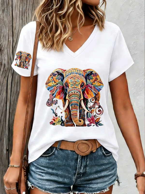 2026 T-shirt με 3D ψηφιακή εκτύπωση, κοντό μανίκι, V-λαιμό, Plus Size, Ευρωπαϊκό-Αμερικανική γραμμή