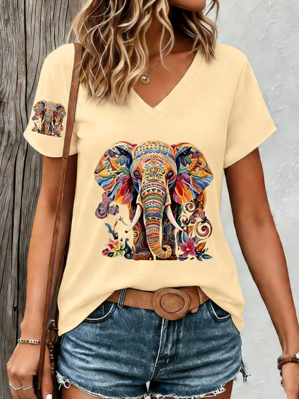 2026 T-shirt με 3D ψηφιακή εκτύπωση, κοντό μανίκι, V-λαιμό, Plus Size, Ευρωπαϊκό-Αμερικανική γραμμή