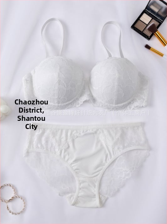 Set de sutiene și chiloți, confortabil, cupe nemodelate, push-up, din nylon cu căptușeală elastan