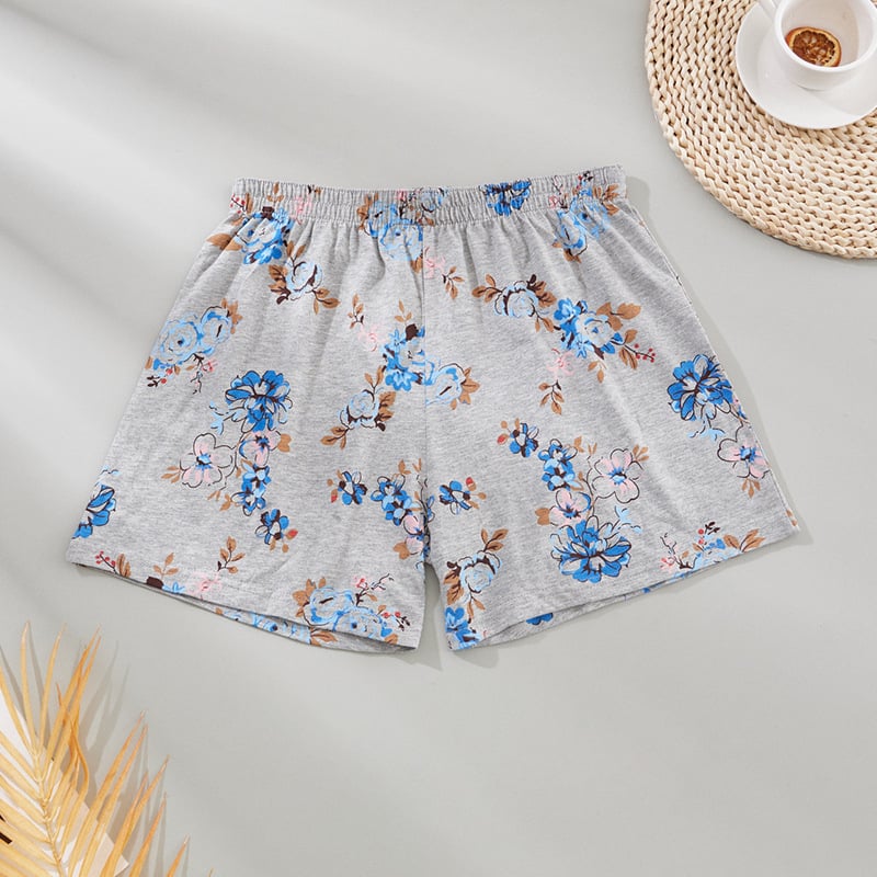 Pantaloni de pijama din bumbac, croi lejer pentru femei, cu imprimeu floral, respirabili și confortabili pentru acasă
