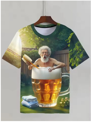 Αστετικό unisex T‑Shirt με γραφικό σχέδιο, καλοκαιρινό street hip‑hop στυλ, 3D εκτύπωση, φαρδιά άνετη γραμμή