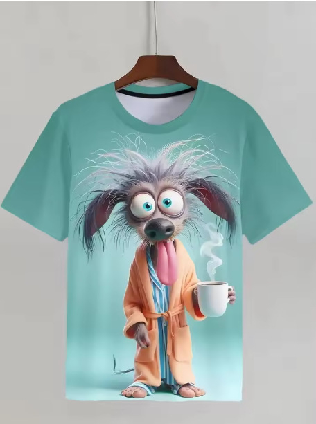 Αστετικό unisex T‑Shirt με γραφικό σχέδιο, καλοκαιρινό street hip‑hop στυλ, 3D εκτύπωση, φαρδιά άνετη γραμμή