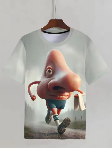 Αστετικό unisex T‑Shirt με γραφικό σχέδιο, καλοκαιρινό street hip‑hop στυλ, 3D εκτύπωση, φαρδιά άνετη γραμμή