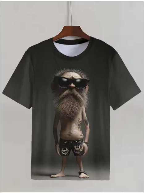 Αστετικό unisex T‑Shirt με γραφικό σχέδιο, καλοκαιρινό street hip‑hop στυλ, 3D εκτύπωση, φαρδιά άνετη γραμμή