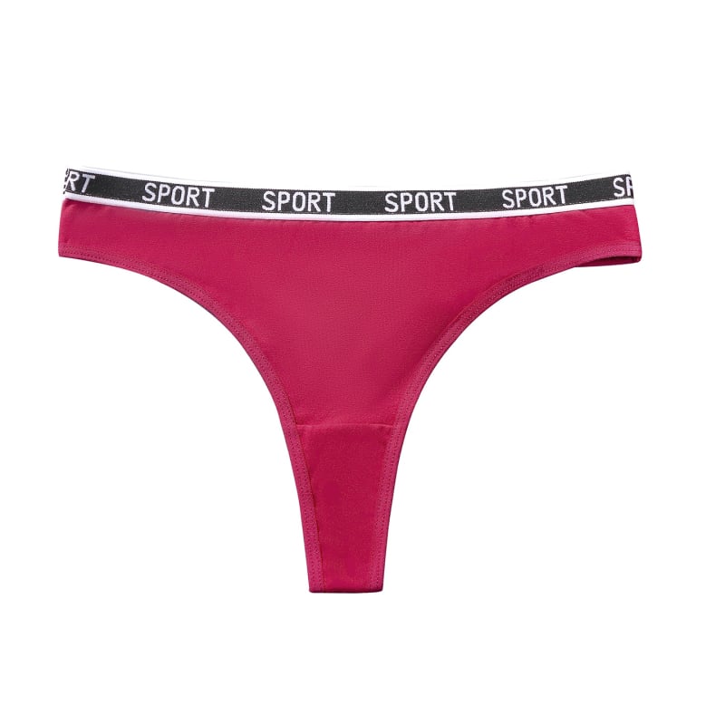 Tanga din bumbac pentru femei, talie cu litere, respirabil, culoare solidă