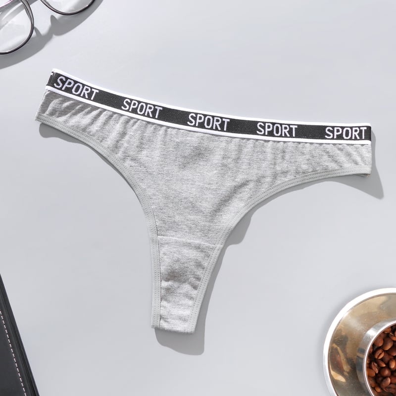 Tanga din bumbac pentru femei, talie cu litere, respirabil, culoare solidă