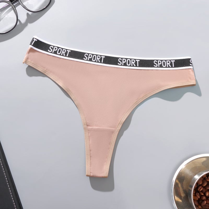 Tanga din bumbac pentru femei, talie cu litere, respirabil, culoare solidă