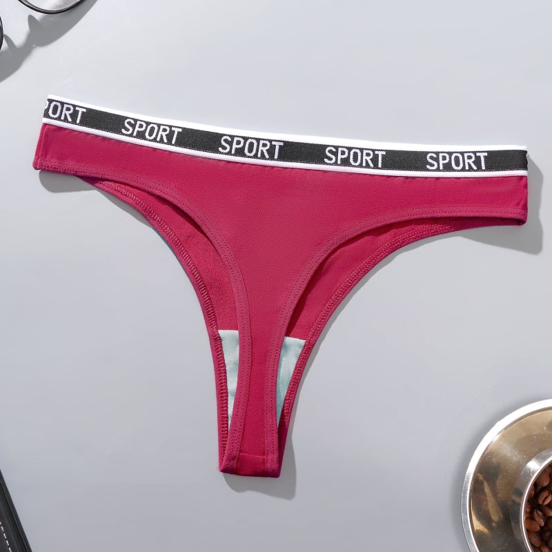 Tanga din bumbac pentru femei, talie cu litere, respirabil, culoare solidă