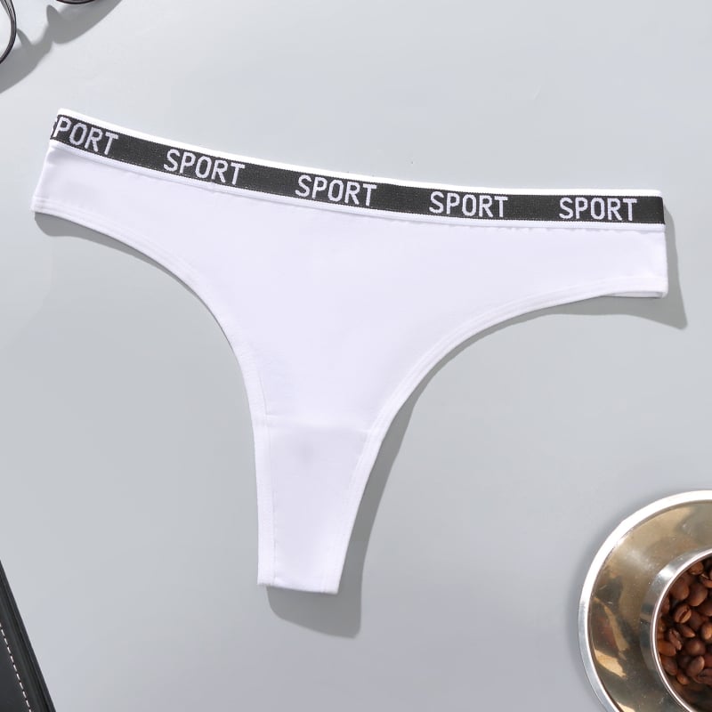 Tanga din bumbac pentru femei, talie cu litere, respirabil, culoare solidă