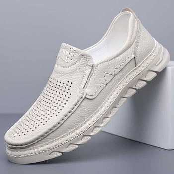 Pantofi din piele de vită de înaltă calitate pentru bărbați, vara respirabili, cu decupaje, stil business casual