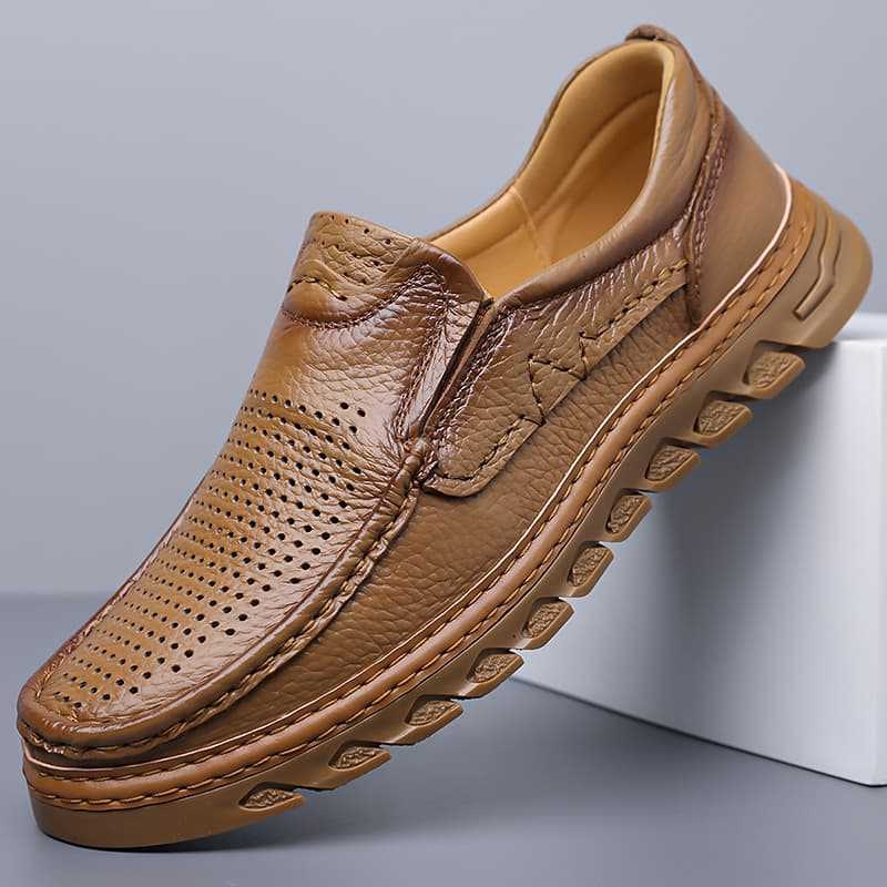 Pantofi din piele de vită de înaltă calitate pentru bărbați, vara respirabili, cu decupaje, stil business casual
