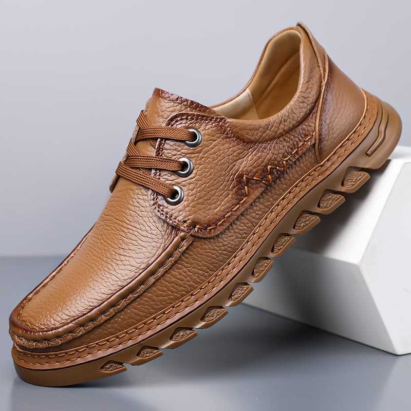 Pantofi din piele de vită de înaltă calitate pentru bărbați, vara respirabili, cu decupaje, stil business casual