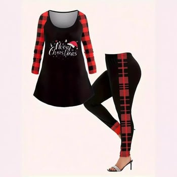 Set de yoga pentru femei, pantaloni lungi pentru pilates, ținută de fitness cu model de Crăciun, stil etnic