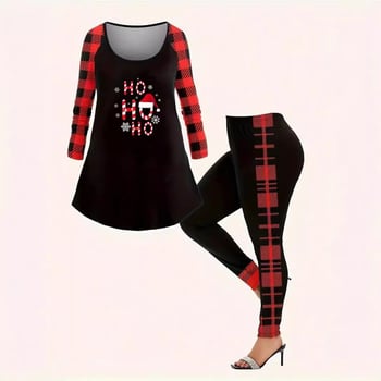 Set de yoga pentru femei, pantaloni lungi pentru pilates, ținută de fitness cu model de Crăciun, stil etnic