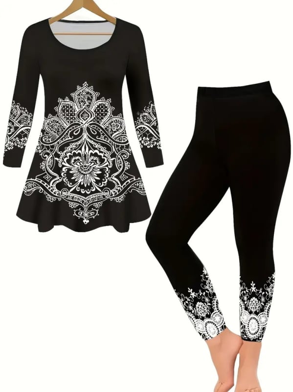 Set de yoga pentru femei, pantaloni lungi pentru pilates, ținută de fitness cu model de Crăciun, stil etnic