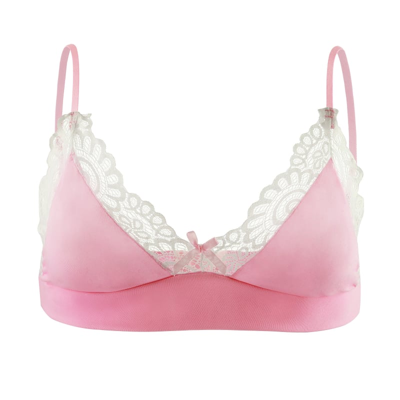 Set de lenjerie din dantelă pentru bărbați, cu sutien cu dantelă și funda, boxer briefs și pijama pentru cross-dressing