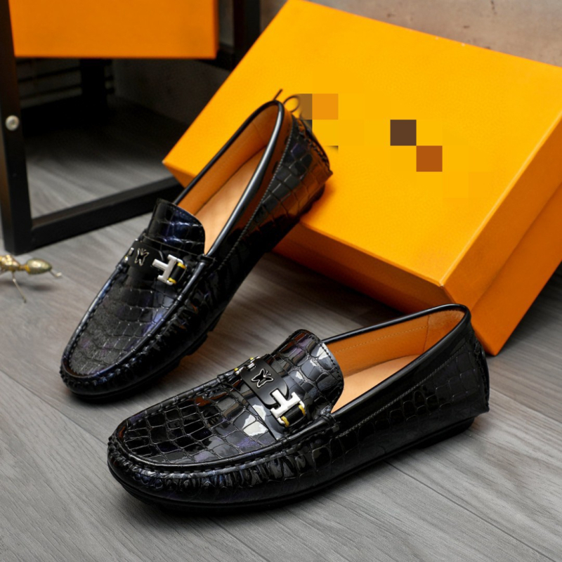 Pantofi loafers pentru bărbați, din piele lucioasă, slip-on, pentru condus și afaceri