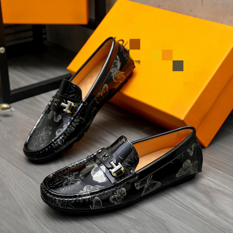 Pantofi loafers pentru bărbați, din piele lucioasă, slip-on, pentru condus și afaceri
