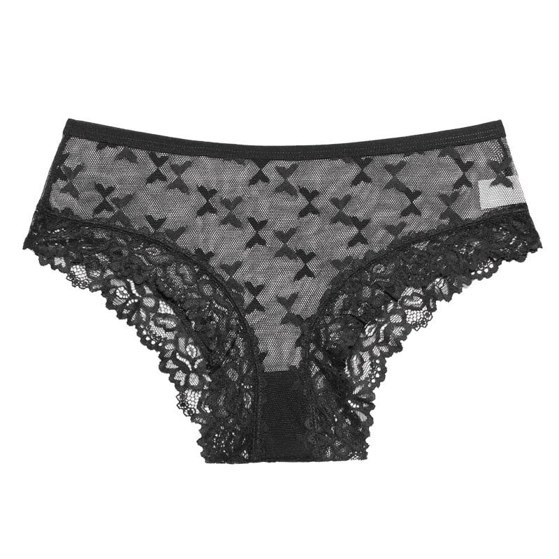 Chiloți bikini din dantelă semi-transparentă, în stil franțuzesc, cu funda, confortabili și sexy