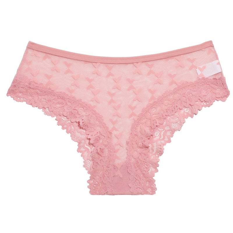 Chiloți bikini din dantelă semi-transparentă, în stil franțuzesc, cu funda, confortabili și sexy