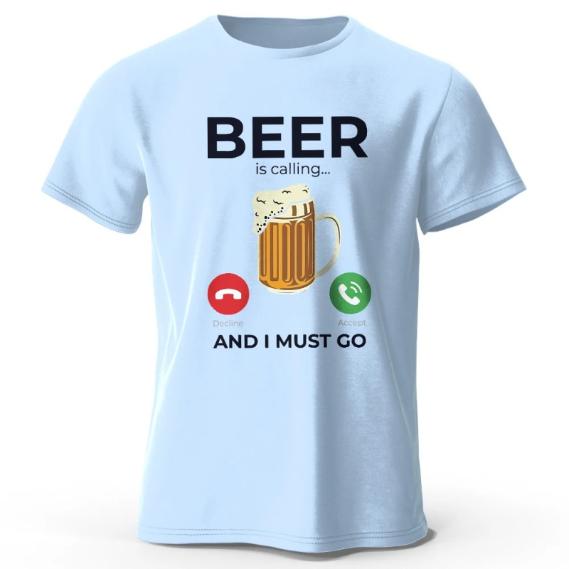 Ανδρική κοντομάνικη T‑shirt από βαμβάκι με εκτύπωση μπύρας, oversized, καλοκαιρινή γραμμή