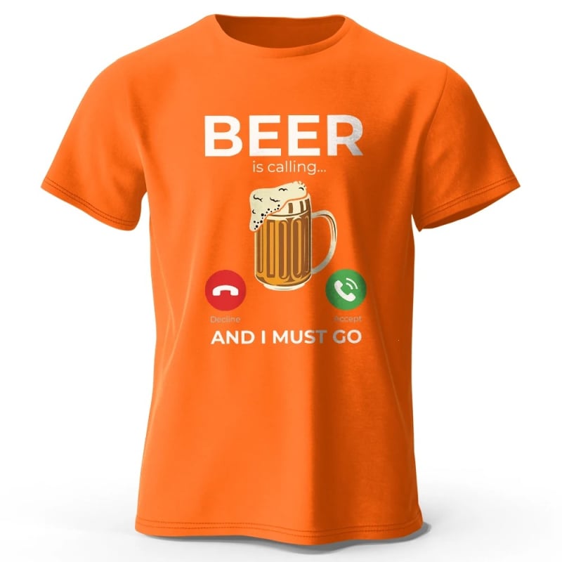 Ανδρική κοντομάνικη T‑shirt από βαμβάκι με εκτύπωση μπύρας, oversized, καλοκαιρινή γραμμή