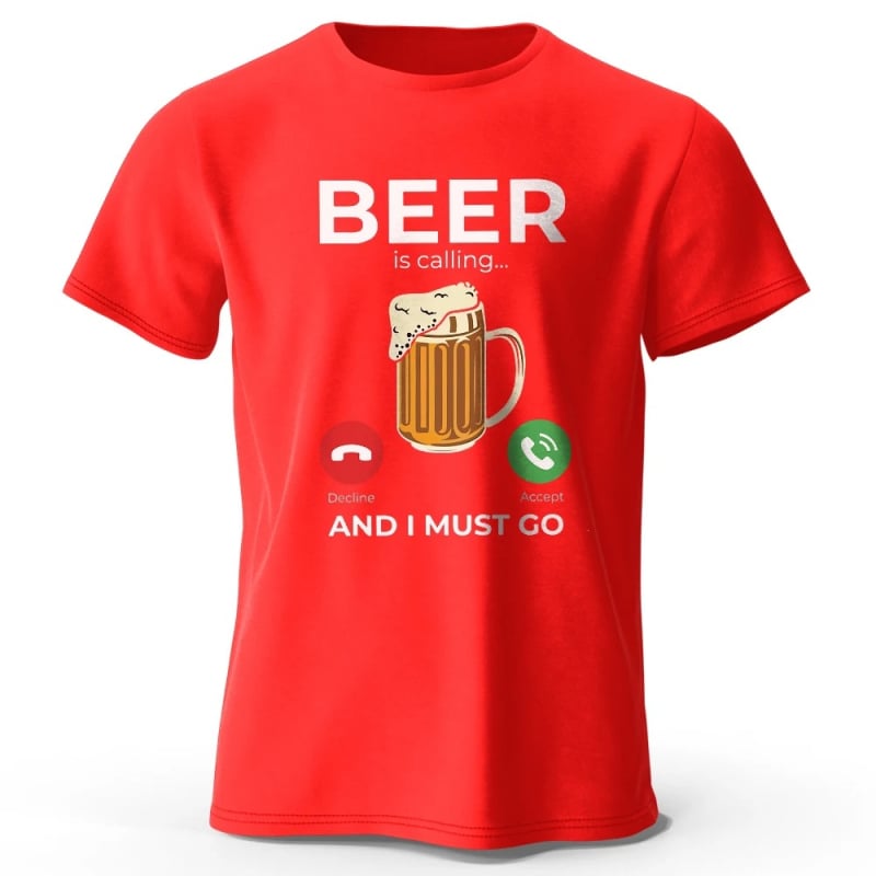 Ανδρική κοντομάνικη T‑shirt από βαμβάκι με εκτύπωση μπύρας, oversized, καλοκαιρινή γραμμή