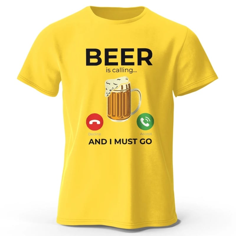 Ανδρική κοντομάνικη T‑shirt από βαμβάκι με εκτύπωση μπύρας, oversized, καλοκαιρινή γραμμή