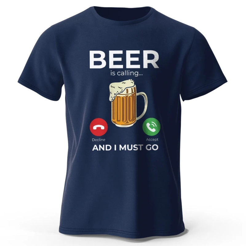 Ανδρική κοντομάνικη T‑shirt από βαμβάκι με εκτύπωση μπύρας, oversized, καλοκαιρινή γραμμή