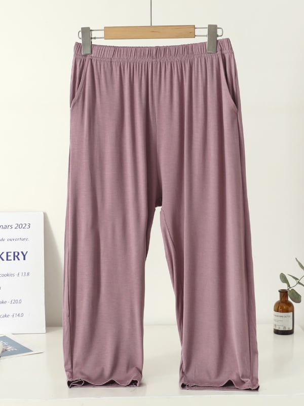 Pantaloni de casă din modal, lungime 7/8, subțiri și respirabili, croi lejer, cu atingere plăcută pielii