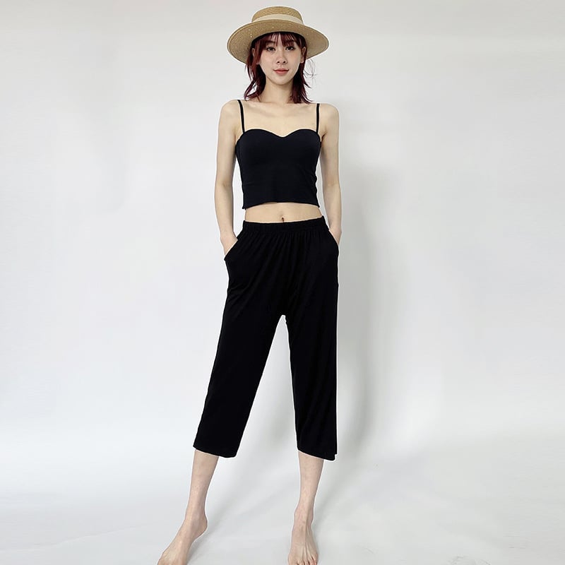 Pantaloni de casă din modal, lungime 7/8, subțiri și respirabili, croi lejer, cu atingere plăcută pielii